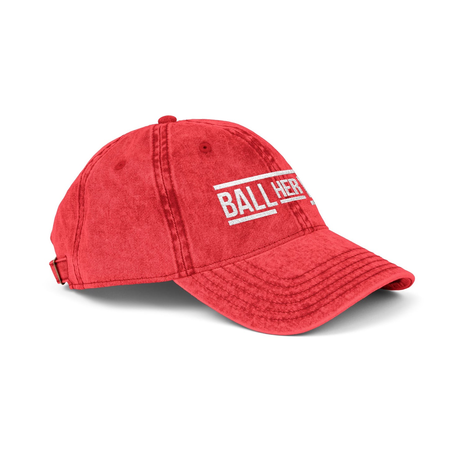 Vintage Embroidered Cap - 'Ball Her Way' - Stylish Red Hat for Sports Lovers