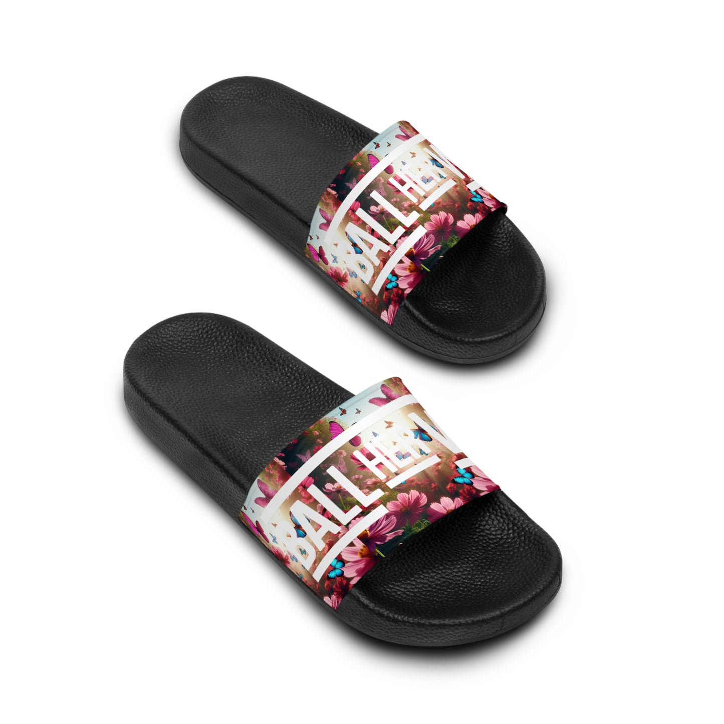 Floral Butterfly Women's Slide Sandals | Summer Comfort Footwear, Gardening Slides, Beachwear, Vacation Sandals, Casual Outdoor