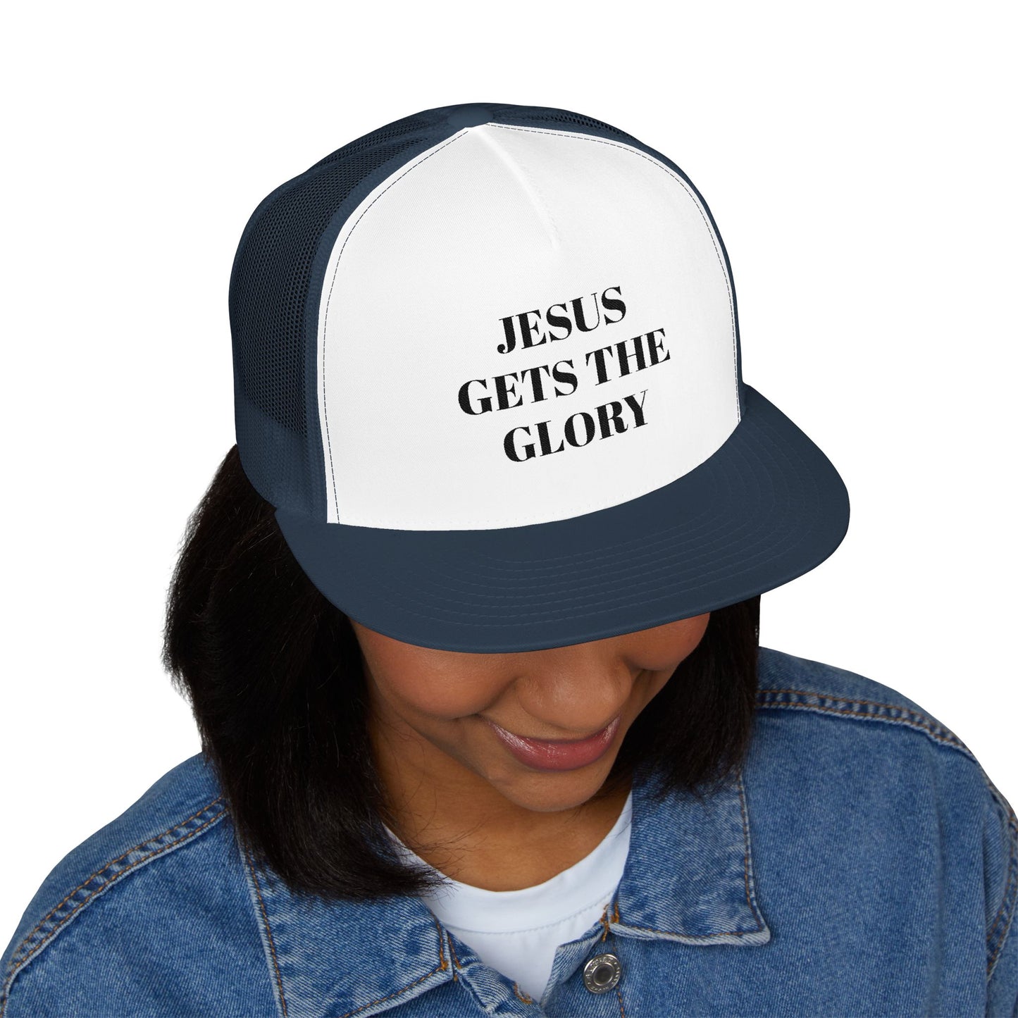 Faith-Inspired 5 Panel Trucker Cap, Casual Summer Hat, Embroidered Christian Cap, Gift for Believers, Adjustable Sun Hat