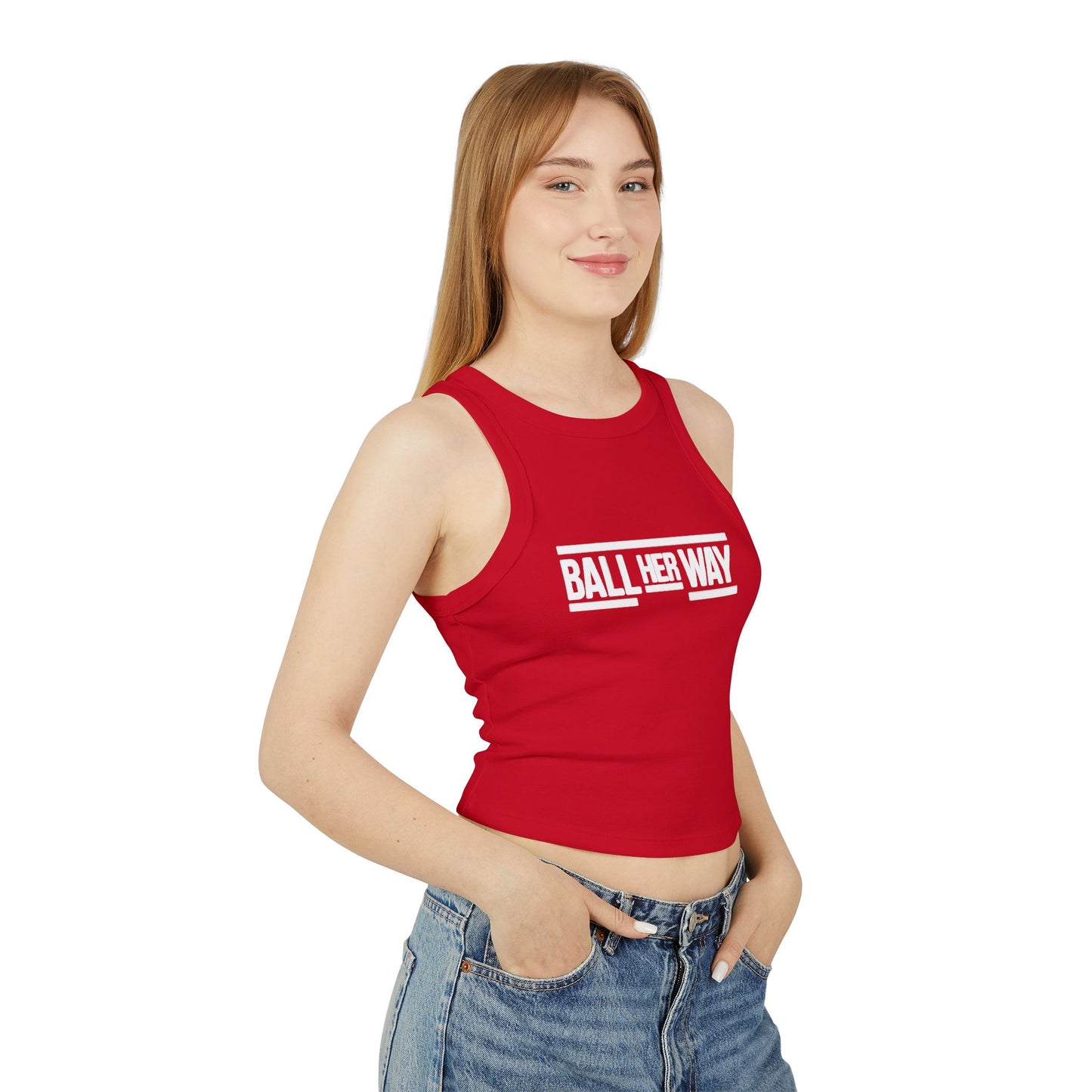 Ball Her Way Ribbed Tank Top, Women's Athletic Crop Top, Fitness Apparel, Sports Top, Casual Summer Wear, Gift for Her