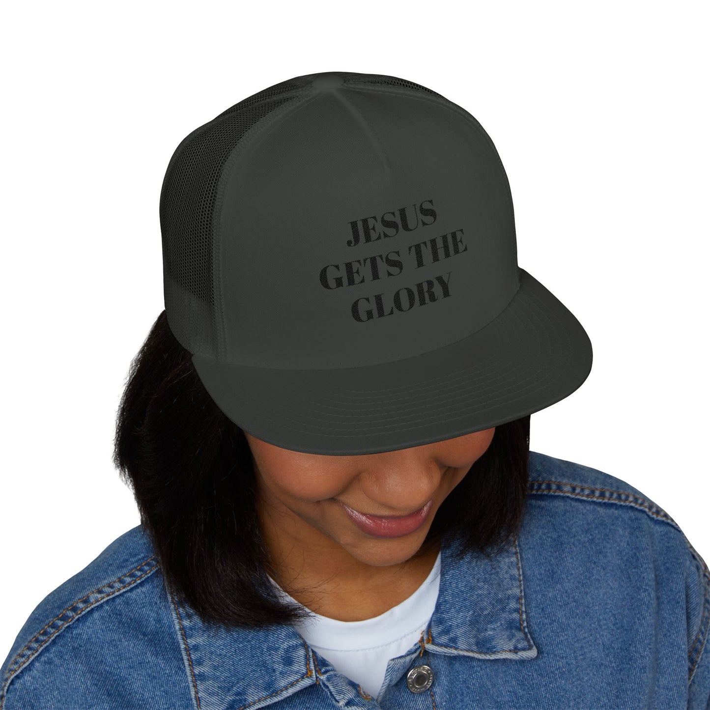 Faith-Inspired 5 Panel Trucker Cap, Casual Summer Hat, Embroidered Christian Cap, Gift for Believers, Adjustable Sun Hat