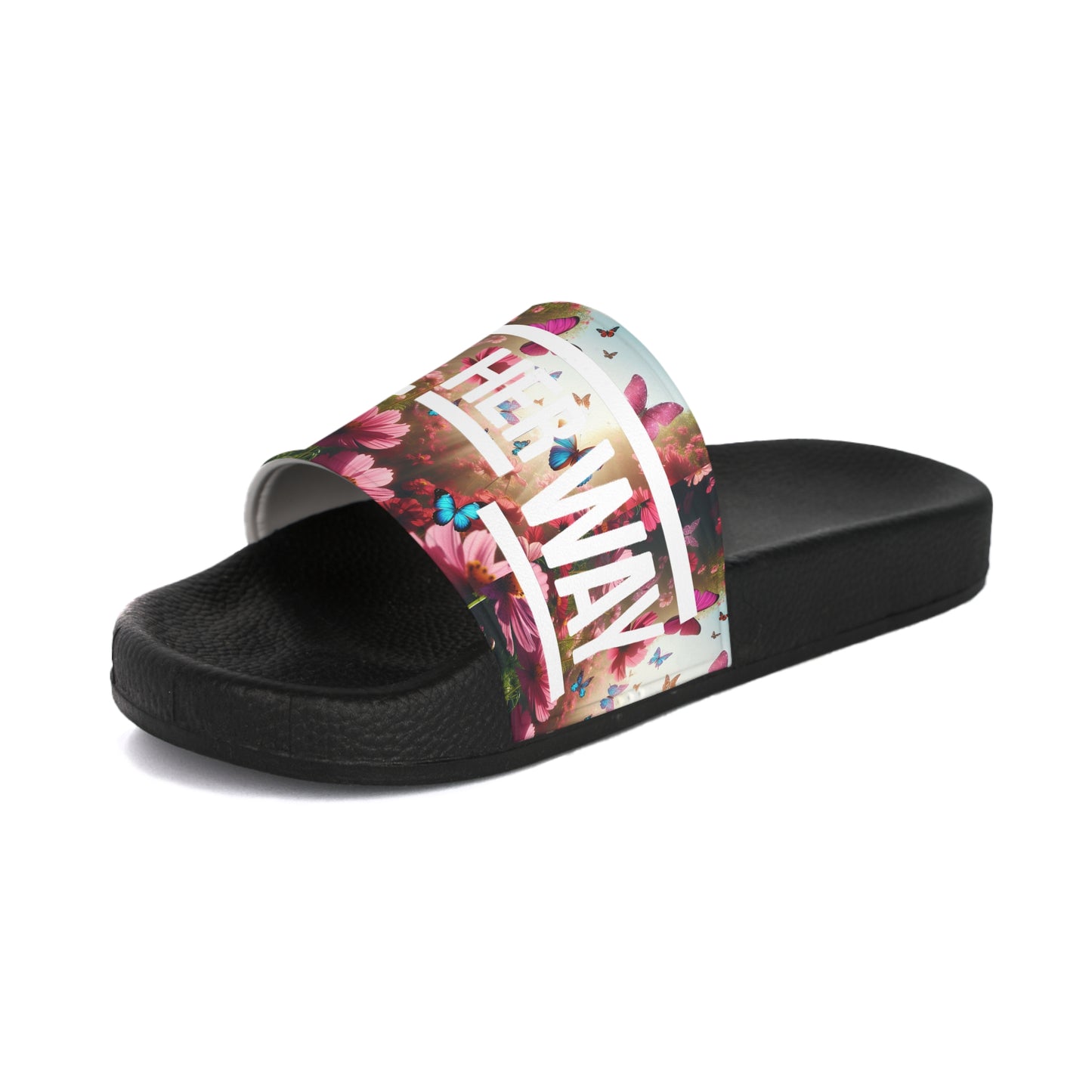Floral Butterfly Women's Slide Sandals | Summer Comfort Footwear, Gardening Slides, Beachwear, Vacation Sandals, Casual Outdoor