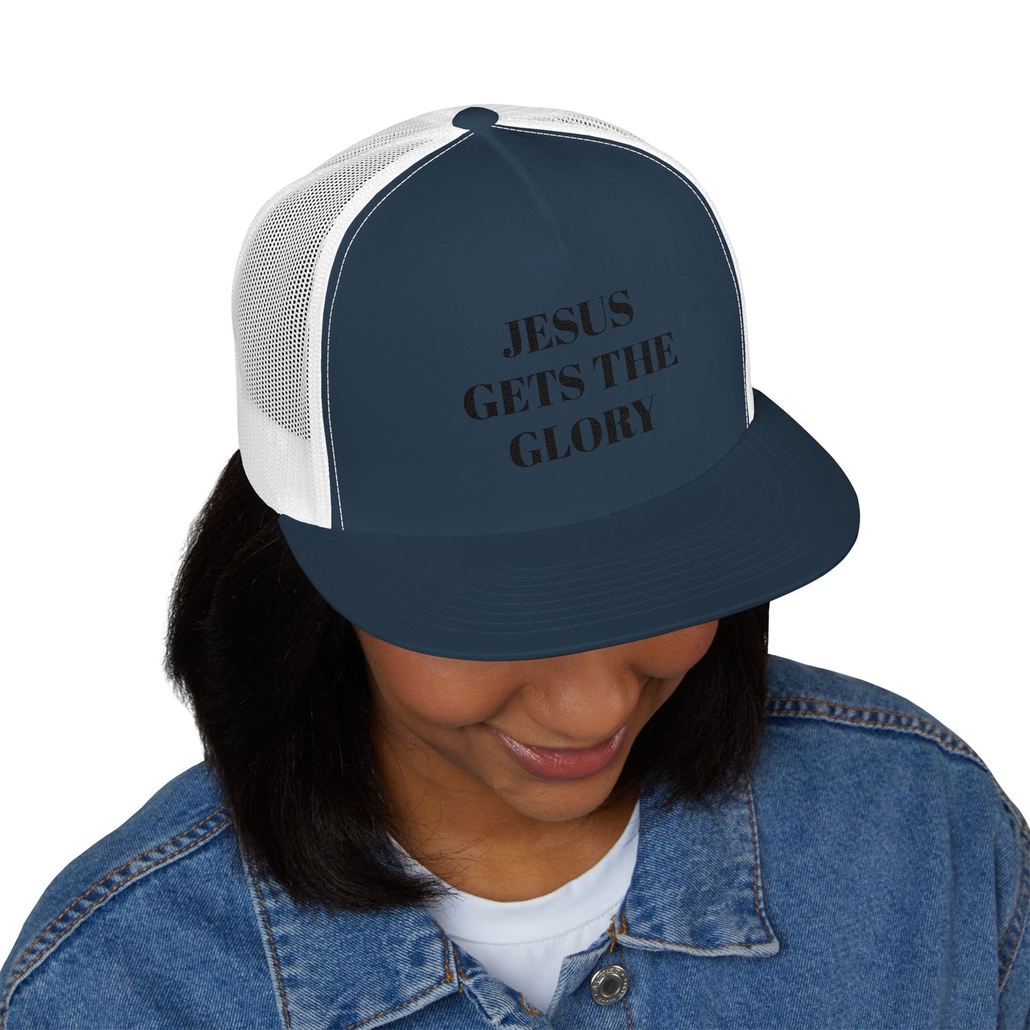 Faith-Inspired 5 Panel Trucker Cap, Casual Summer Hat, Embroidered Christian Cap, Gift for Believers, Adjustable Sun Hat