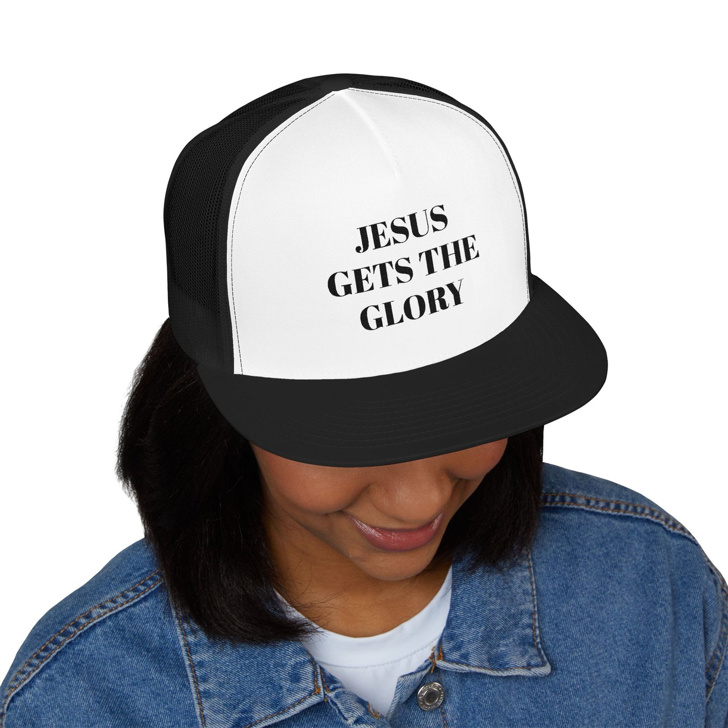 Faith-Inspired 5 Panel Trucker Cap, Casual Summer Hat, Embroidered Christian Cap, Gift for Believers, Adjustable Sun Hat