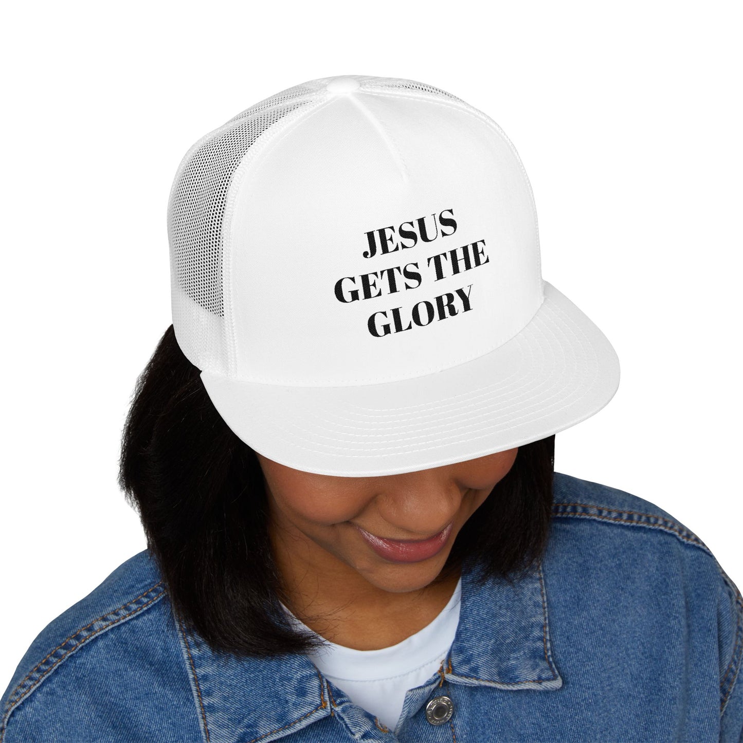Faith-Inspired 5 Panel Trucker Cap, Casual Summer Hat, Embroidered Christian Cap, Gift for Believers, Adjustable Sun Hat