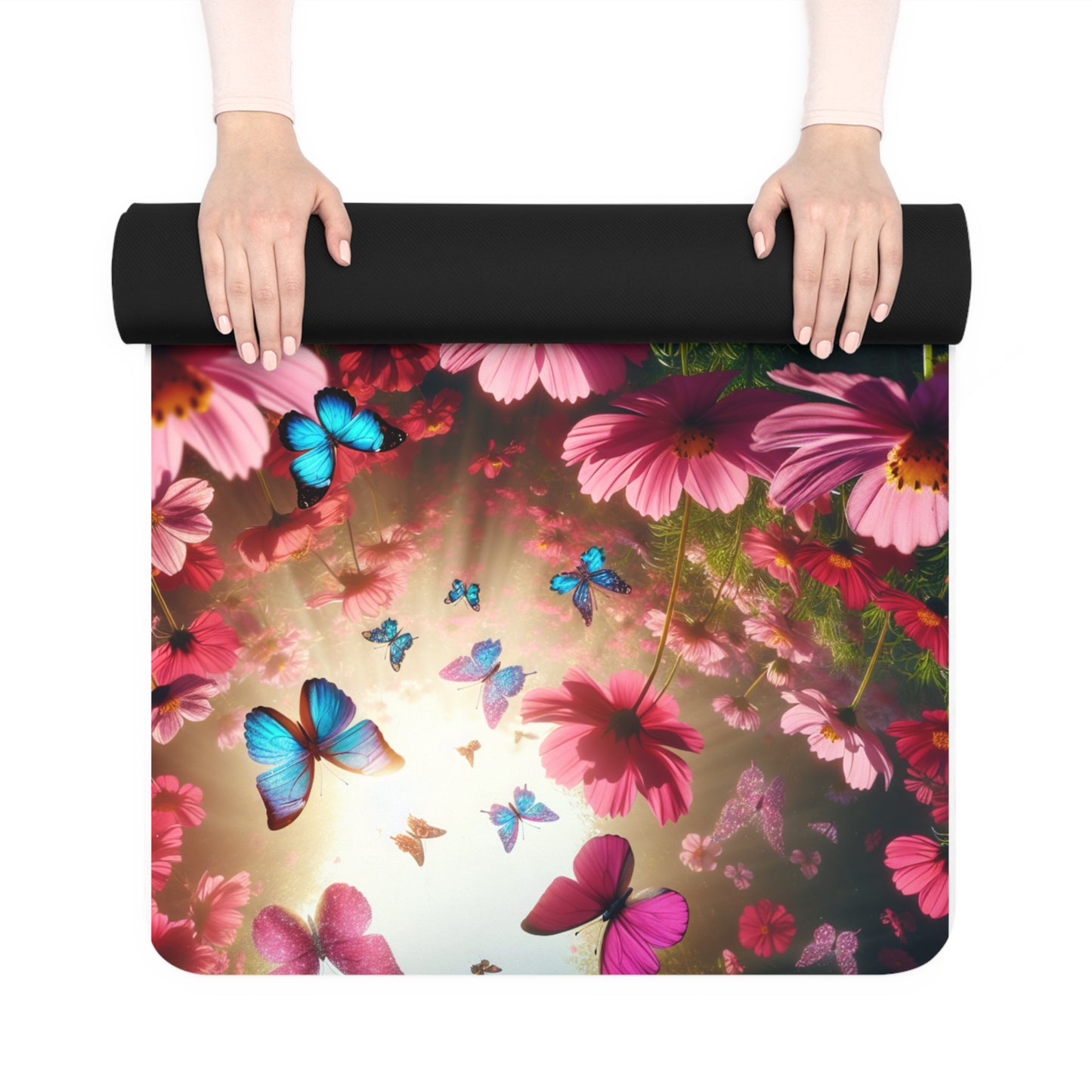 Floral Butterfly Yoga Mat, Eco-Friendly Non-Slip Exercise Mat, Ideal for Home Workouts, Gift for Yoga Lovers, Fitness Essentials