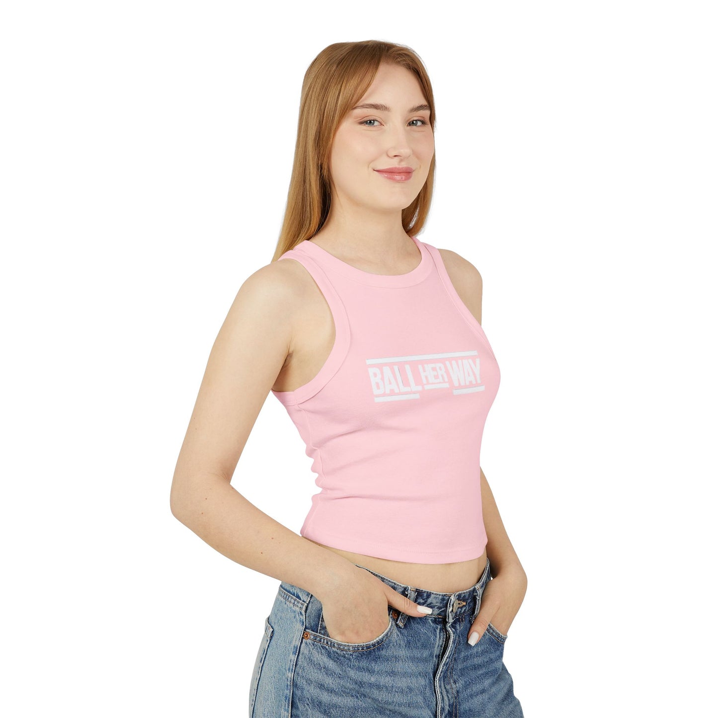 Ball Her Way Ribbed Tank Top, Women's Athletic Crop Top, Fitness Apparel, Sports Top, Casual Summer Wear, Gift for Her