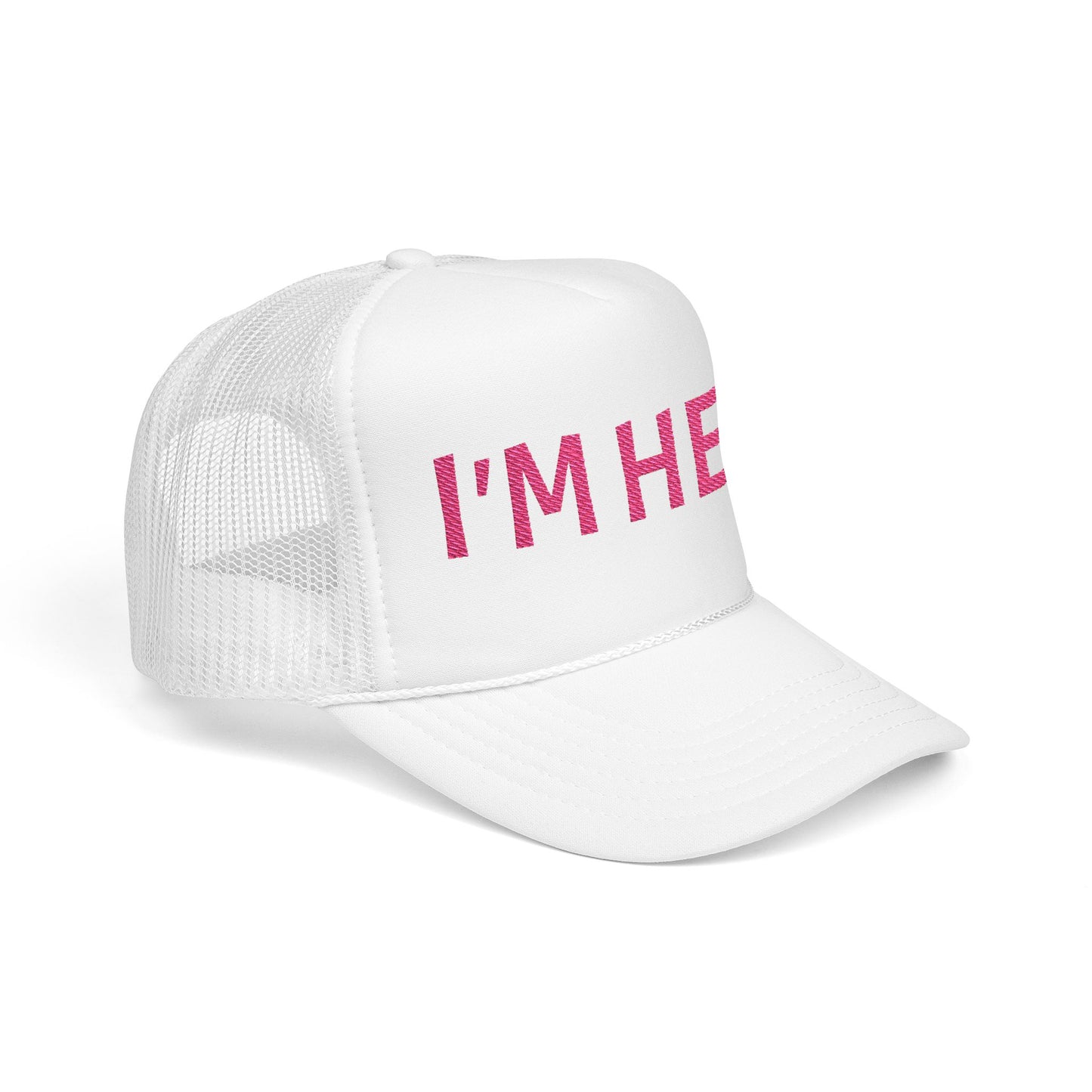PINK I'm Her Ball and Chain Foam Trucker Hat, Funny Gift for Brides, Wedding Accessories, Bridal Party Apparel, Engagement Celebration Hat