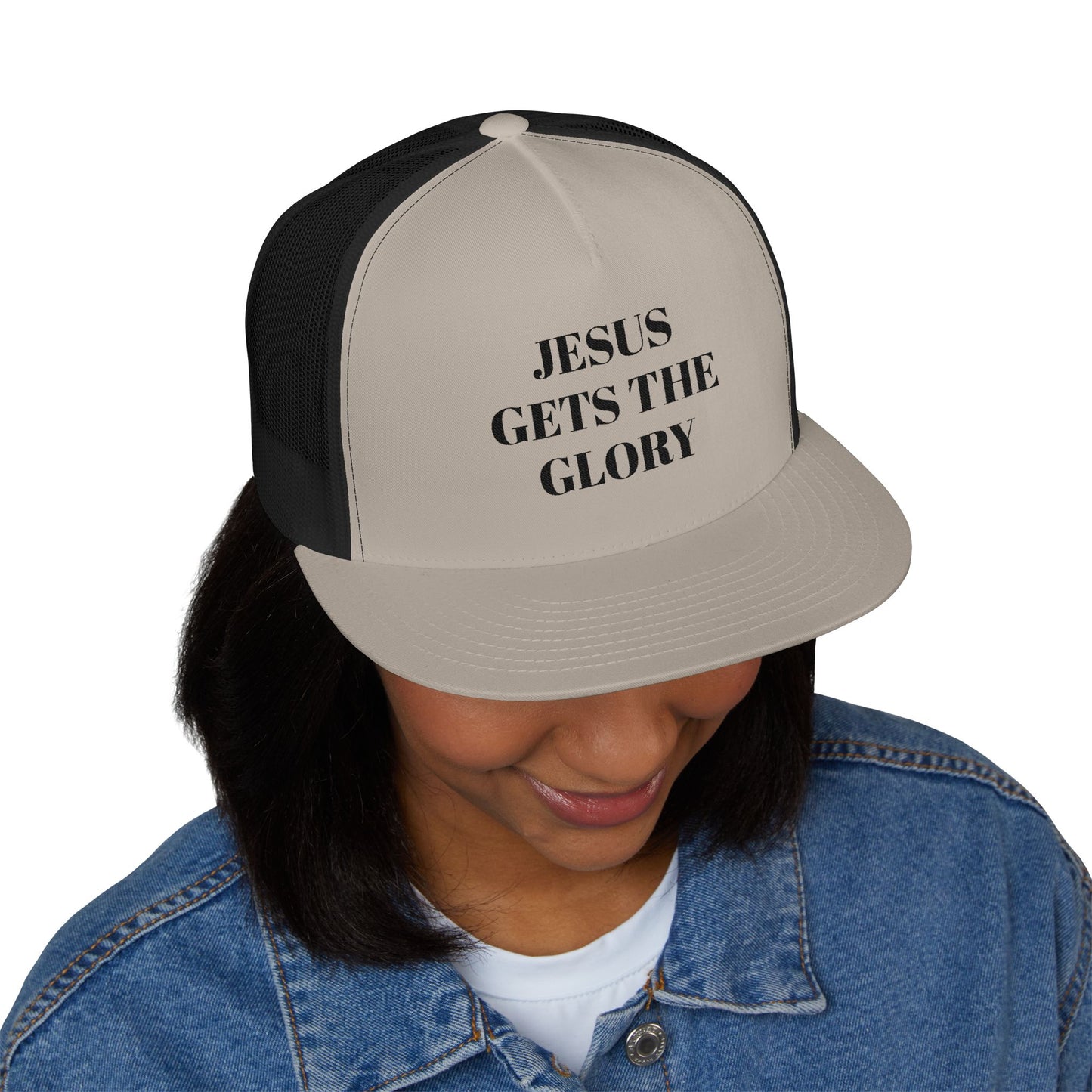 Faith-Inspired 5 Panel Trucker Cap, Casual Summer Hat, Embroidered Christian Cap, Gift for Believers, Adjustable Sun Hat