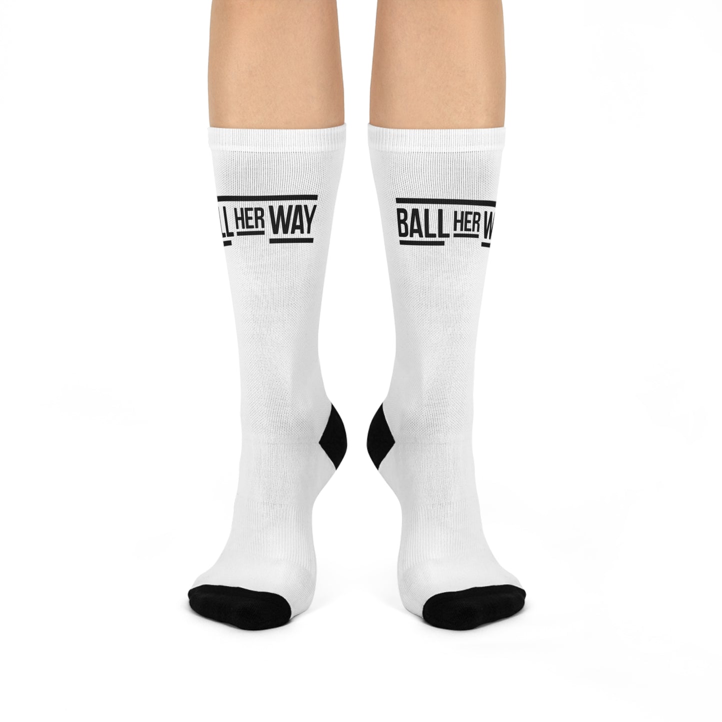 BHW Logo Cushioned Crew Socks - Sporty, Motivational, Comfy Footwear for Athletes, 'Ball Her Way', Gift for Ballers, Active Lifestyle, Women's [...]