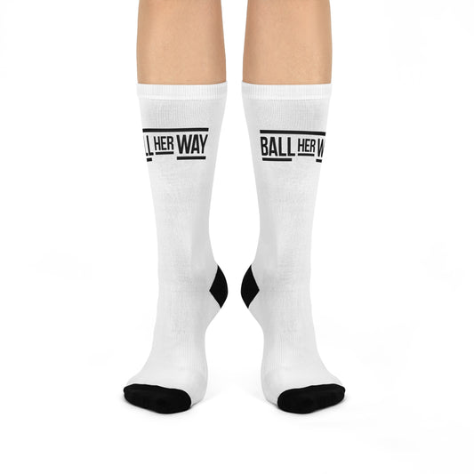 BHW Logo Cushioned Crew Socks - Sporty, Motivational, Comfy Footwear for Athletes, 'Ball Her Way', Gift for Ballers, Active Lifestyle, Women's [...]