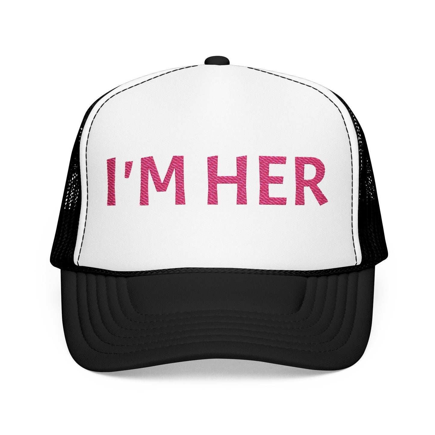 PINK I'm Her Ball and Chain Foam Trucker Hat, Funny Gift for Brides, Wedding Accessories, Bridal Party Apparel, Engagement Celebration Hat