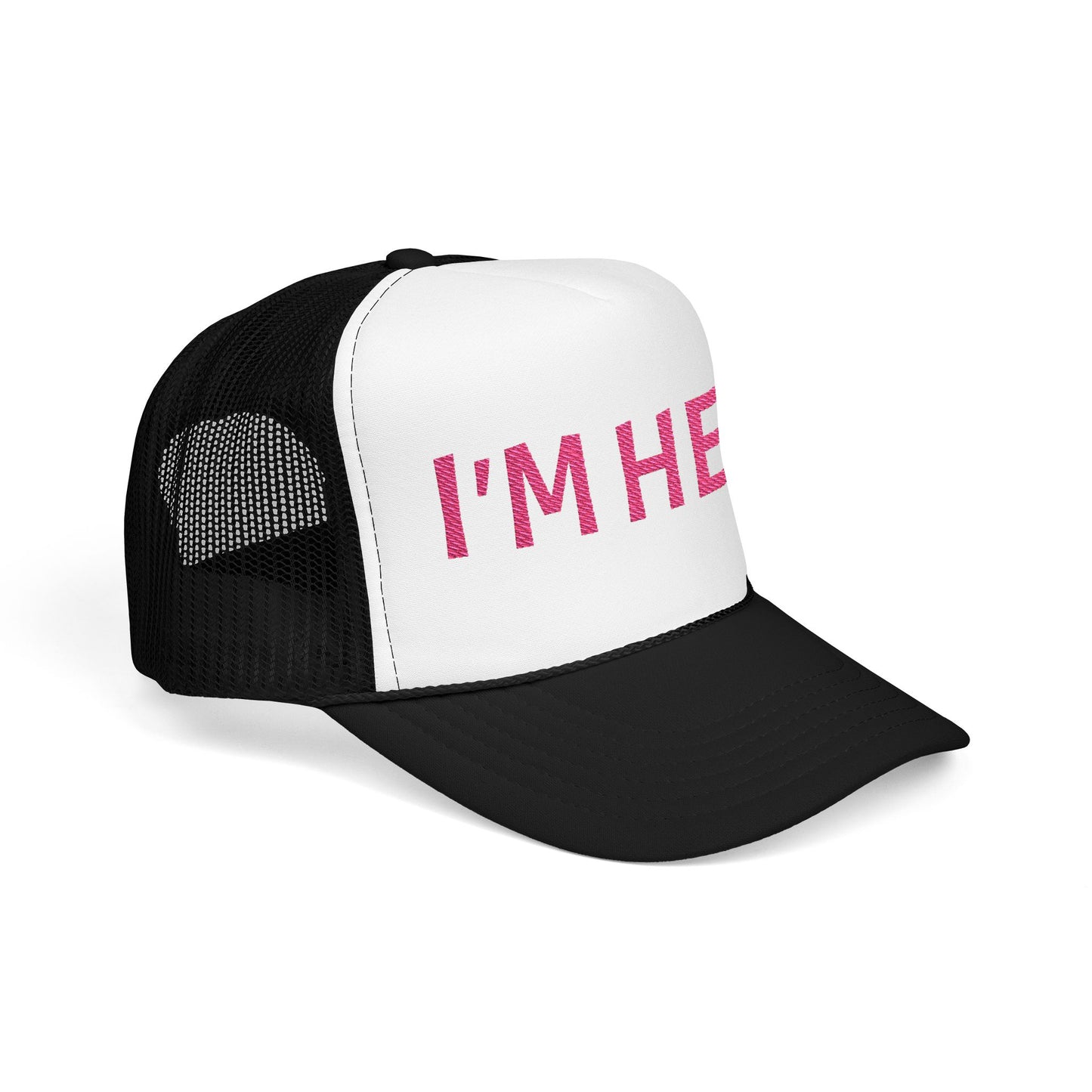PINK I'm Her Ball and Chain Foam Trucker Hat, Funny Gift for Brides, Wedding Accessories, Bridal Party Apparel, Engagement Celebration Hat