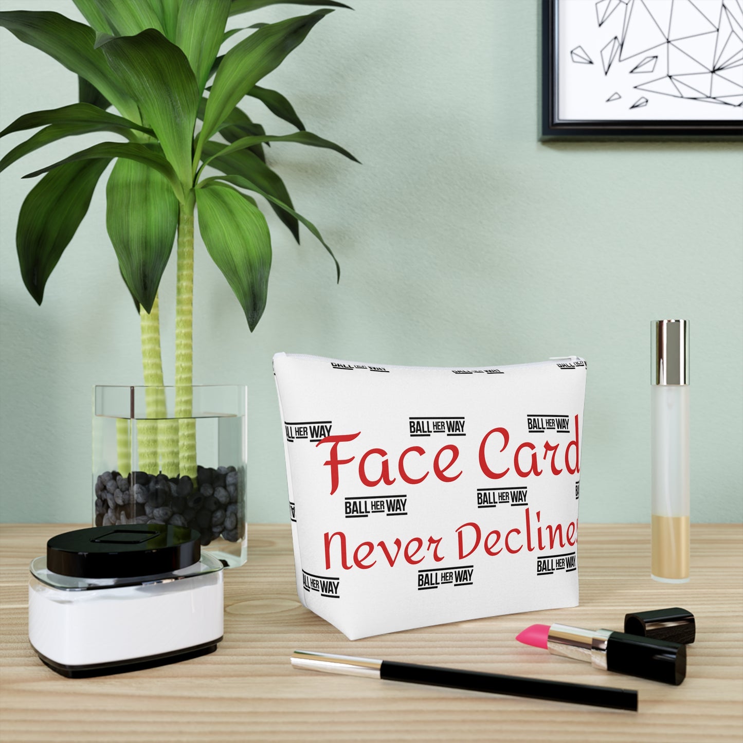 logo Pattern Makeup Bag Face Card Never Declines